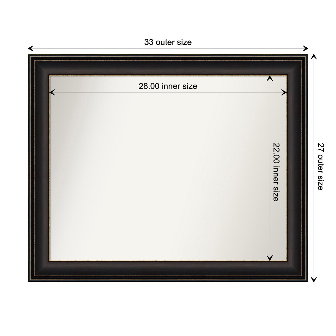 Amanti Art Non-Beveled Wall Mirror, Trio Oil Rubbed Bronze Frame